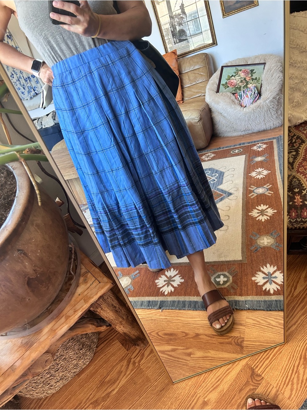 Pendleton VTG Blue and Black Plaid Pleated Midi Skirt vintage gem! - Picture 5 of 5